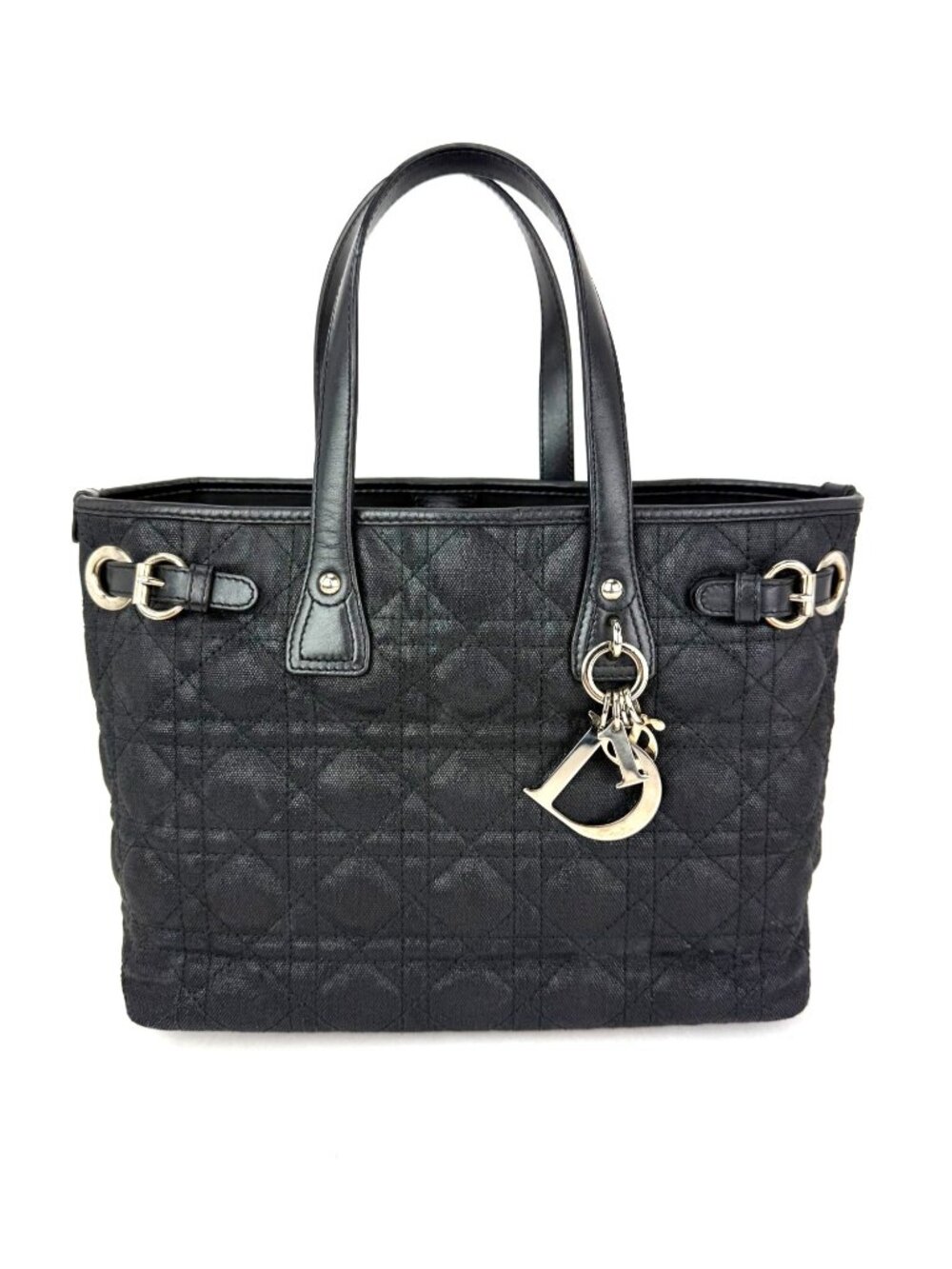 Christian Dior Cannage Mini Panarea Black Coated Canvas Tote